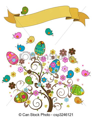 Clipart Of Easter Tree Csp3246121   Search Clip Art Illustration