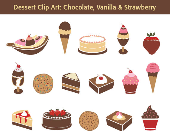 Dessert Clip Art Chocolate Vanilla Strawberry Food Image Clipart    