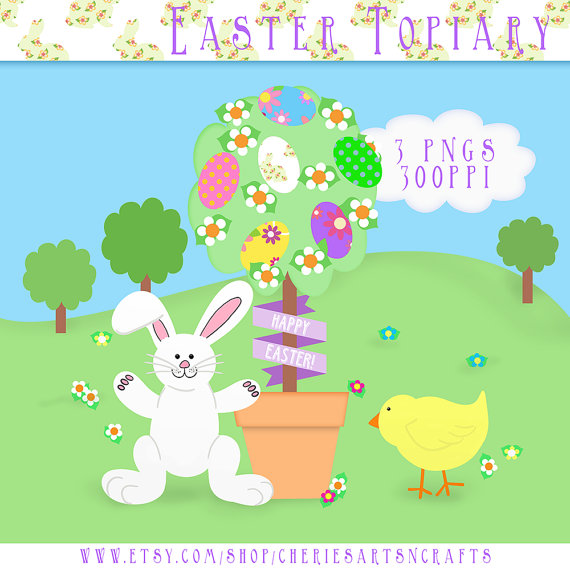 Easter Clip Art Easter Topiary Easter Tree Graphics Easter Trees