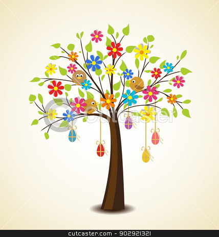 Easter Stock Vector Clipart Easter Decoration With Tree Flowers
