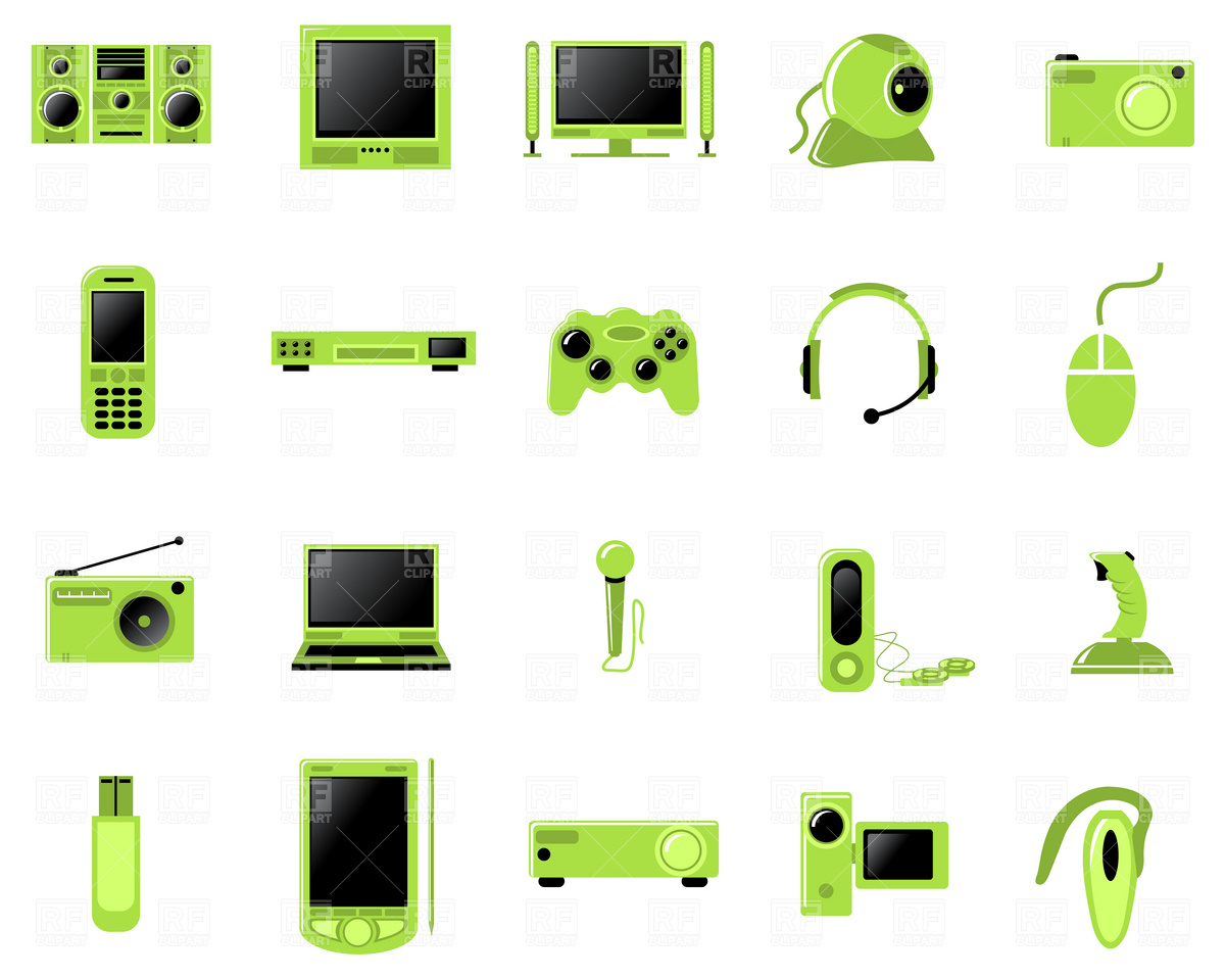 Electronics And Multimedia Icons Download Royalty Free Vector Clipart