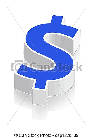 Illustration Of Blue Dollar Sign   A Big Blue And White 3d Dollar Sign