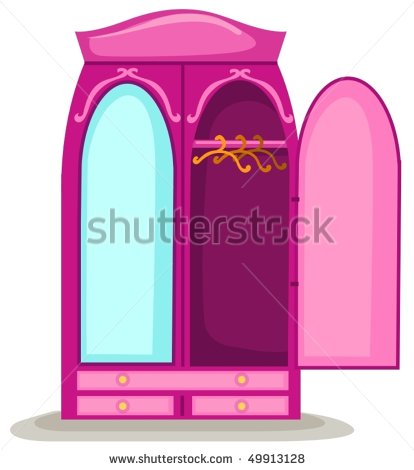 Illustration Of Isolated Opened Wardrobe With Mirror   Stock Vector