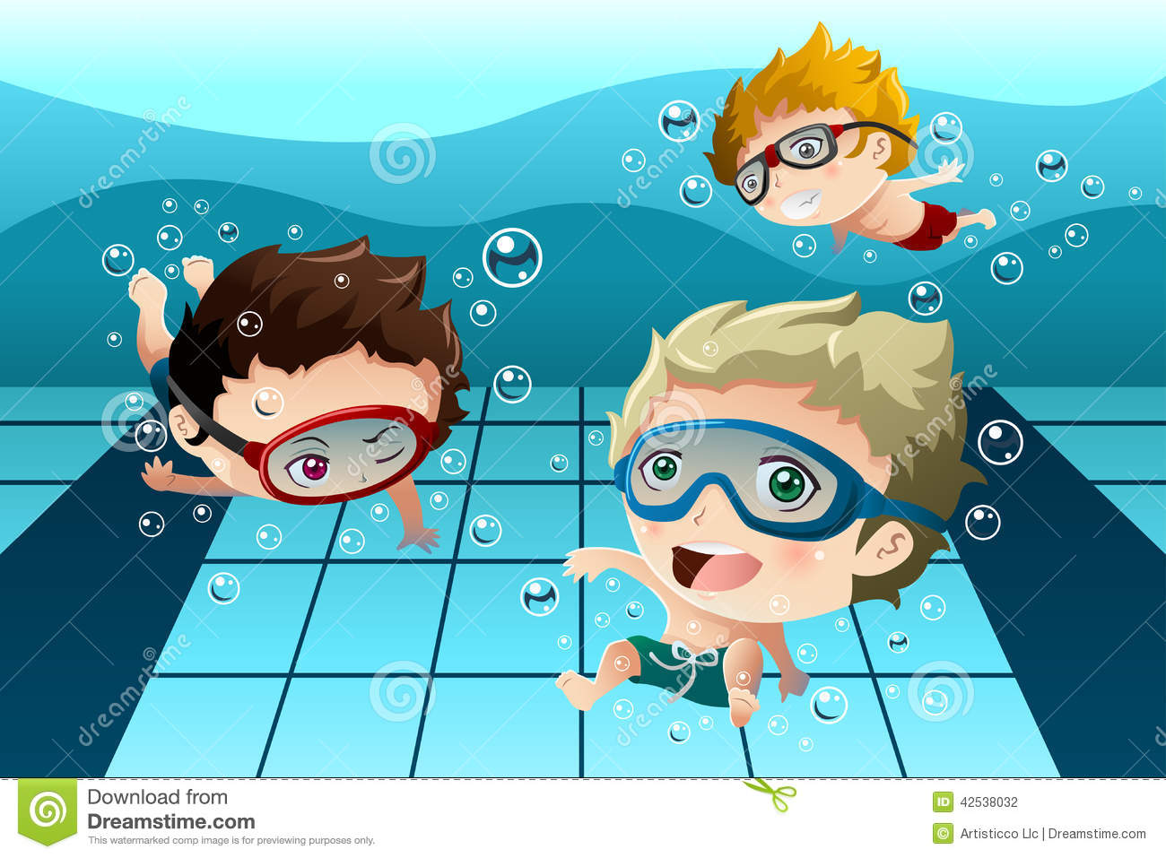 Kids Having Fun In The Swimming Pool Stock Vector   Image  42538032
