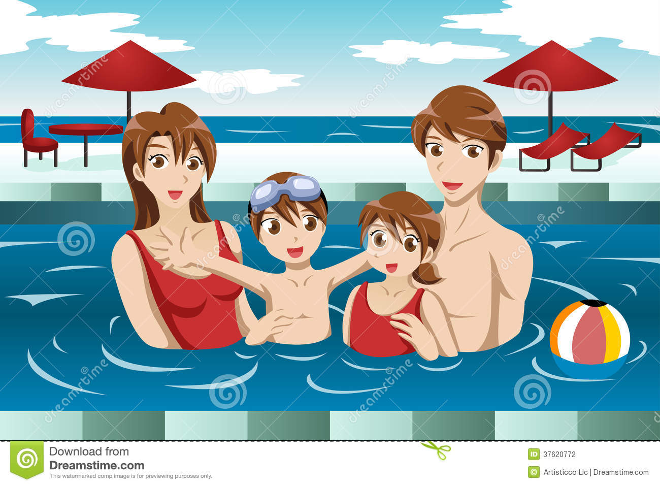 Kids Swimming Pool Clip Art Family In A Swimming Pool