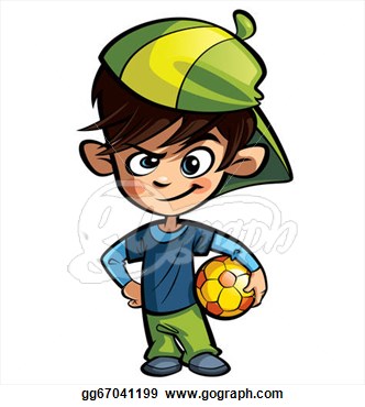 Naughty Boy Holding A Football Ball  Clip Art Gg67041199