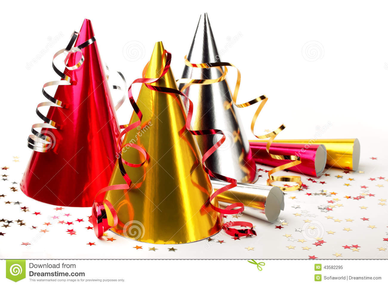 Party Hats With Streamers Stock Photo   Image  43582295