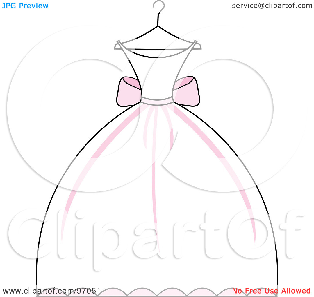 Rf  Clipart Illustration Of A Pink And White Wedding Dress On A Hanger