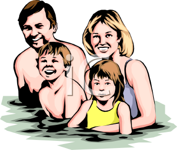 Royalty Free Clipart Image  Happy Family Swimming In A Pool