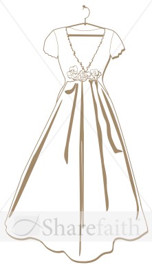 Simple Bridal Dress On Hanger   Christian Wedding Clipart