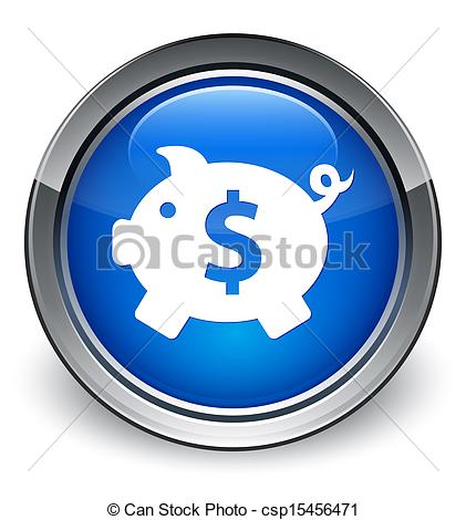 Stock Illustration   Piggy Bank  Dollar Sign  Icon Glossy Blue Button