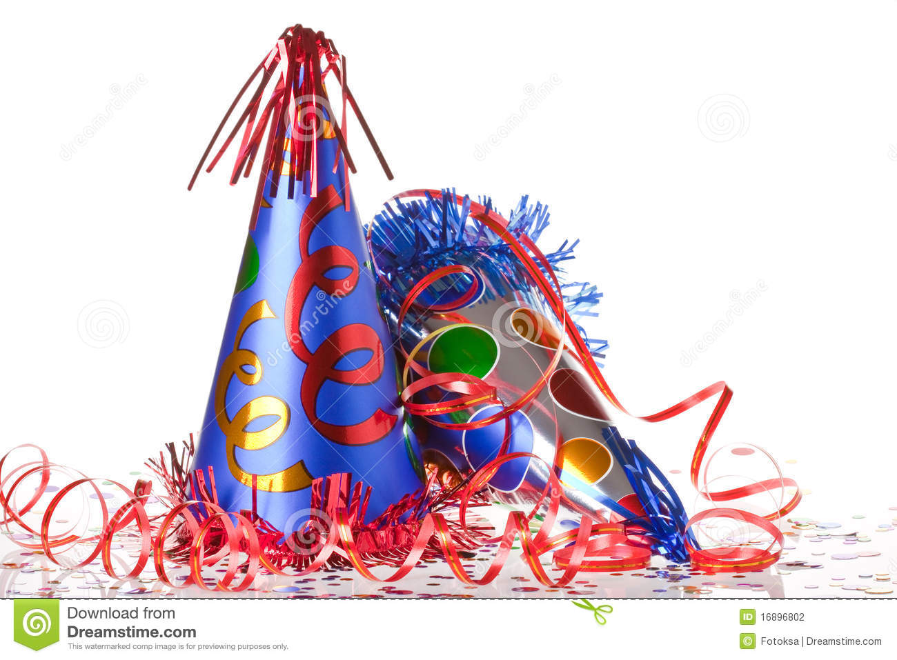Stock Photography  Party Hats Streamers And Confetti