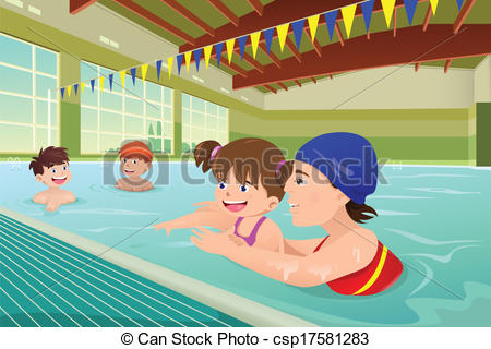 Swim Lesson Clip Art Kids Having A Swimming Lesson