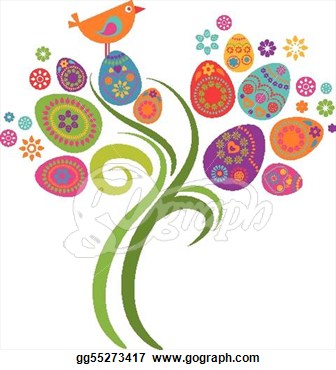 Vector Art   Easter Tree  Clipart Drawing Gg55273417   Gograph