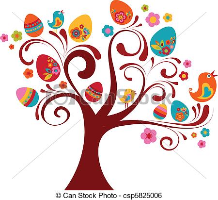 Vector   Curled Easter Tree   Stock Illustration Royalty Free