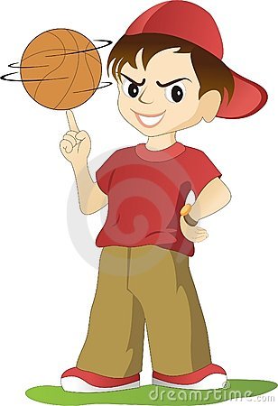 Vector Illustration Of Naughty Kid Spinning The Ball On His Finger Tip