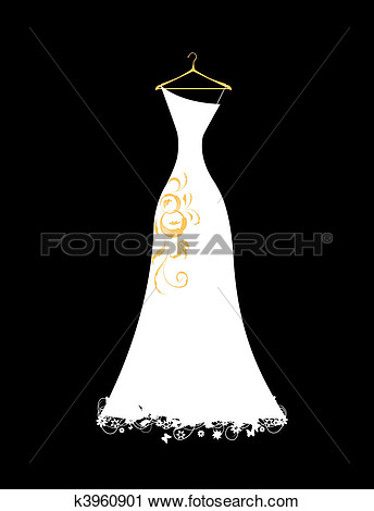 Wedding Dress White On Hangers View Large Clip Art Graphic