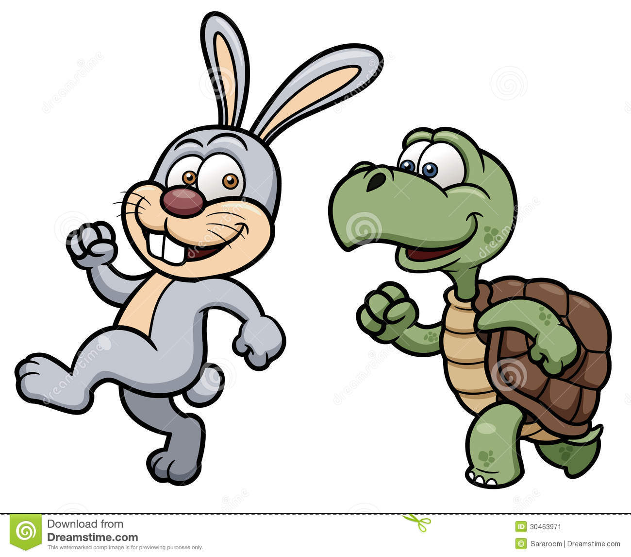Cartoon Rabbit And Turtle Stock Image   Image  30463971