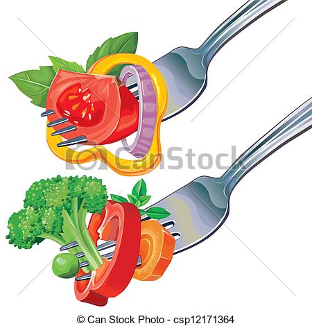 Clip Art Vector Of Fresh Vegetable Mix On Fork Csp12171364   Search