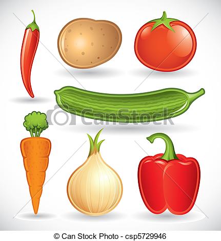 Clip Art Vector Of Mixed Vegetables Set 1   Vector Set Of Various