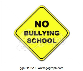 Clip Art   Yellow No Bullying School Sign On A White Background
