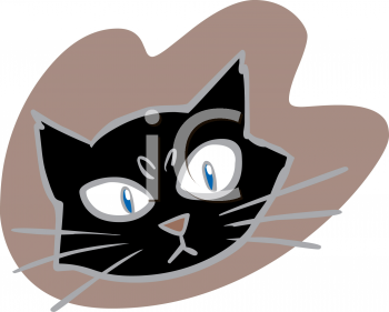 Element Of A Black Cat Face   Royalty Free Clip Art Illustration