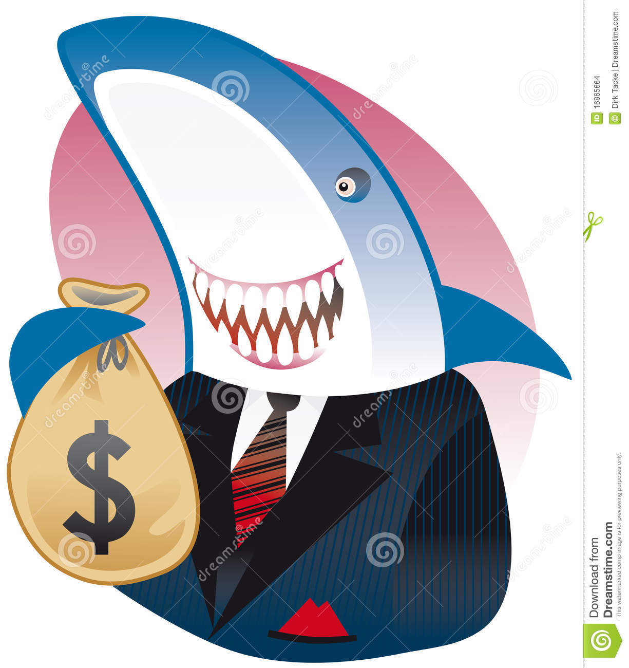 Grinning Loan Shark With Bag Of Dollars Stock Images   Image  16865664