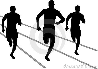 Illustration Of Track And Field Athletes Competing In A Race   Eps