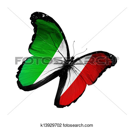 Italian Flag Butterfly Flying Isolated On White Background View Large