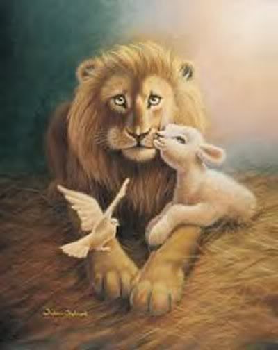 Lion And Lamb Clipart Oil Painting Image 