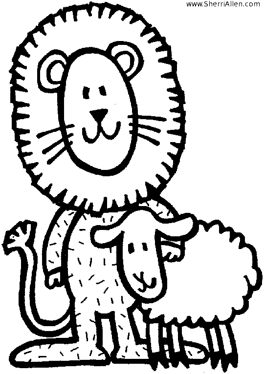 Lion And Lamb Colouring Pages
