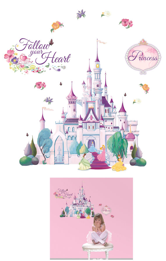 Princess Castle Disney Mini Mural   Wall Sticker Outlet