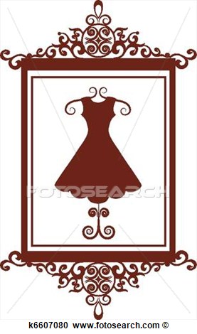 Retro Fashion Boutique Sign With Dress View Large Clip Art Graphic