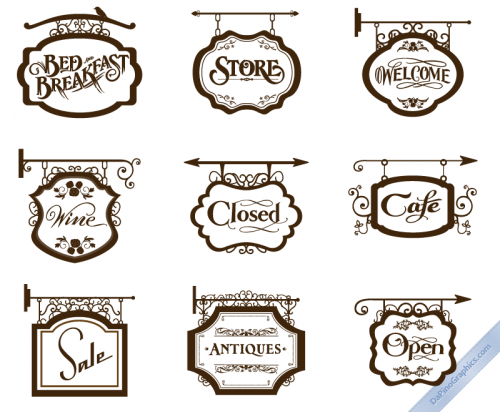 Vector Vintage Store Signs I   Dapinographics