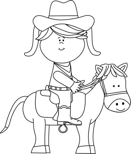 Black And White Cowgirl Riding A Horse Clip Art   Black And White