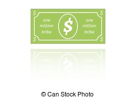Bribe Paper Money With Shadow On White Background Vector