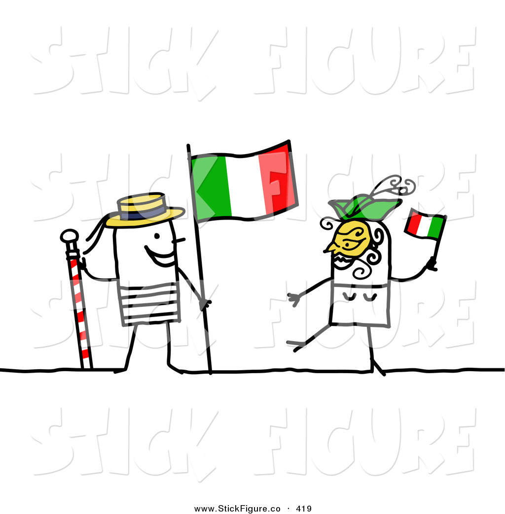 Clip Art Of A Stick Figure People Character Couple Touring Italy