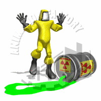 Radiation Spill Scares Person In Haz Mat Suit Animated Clipart