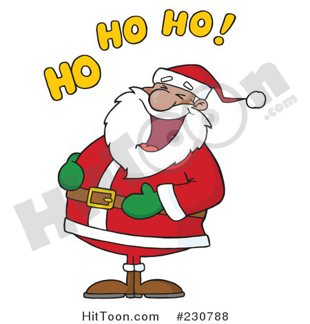 Santa Clipart  230788  Black Santa Laughing With Ho Ho Ho Text   1 By