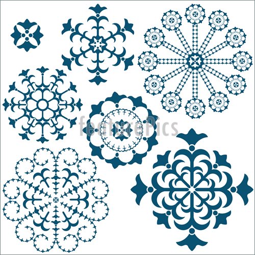 Set Blue Vintage Snowflakes Illustration  Clip Art To Download At