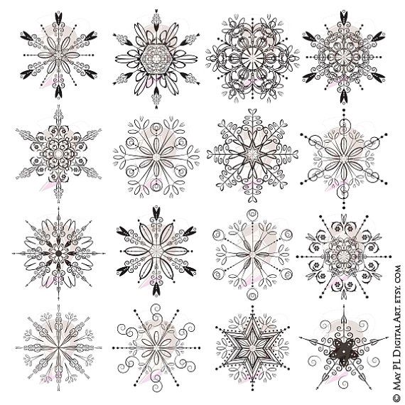 Snowflake Flourishes Vintage Holiday Snow Crystal Ornaments Winter
