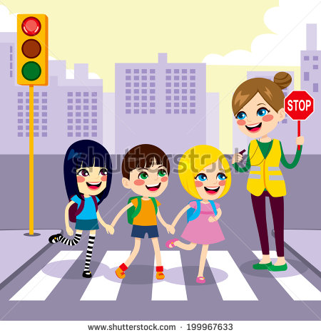 Three Cute Little Children School Students Crossing Street Together    