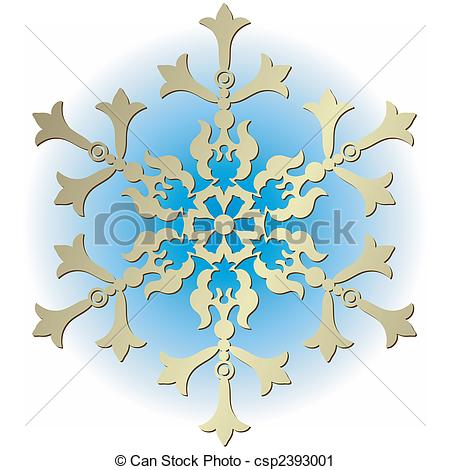 Vector Clip Art Of Silvery Vintage Snowflake On White Background    