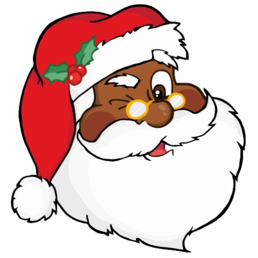 Winking Black Santa Keeping Christmas Secrets Photo Cut Out