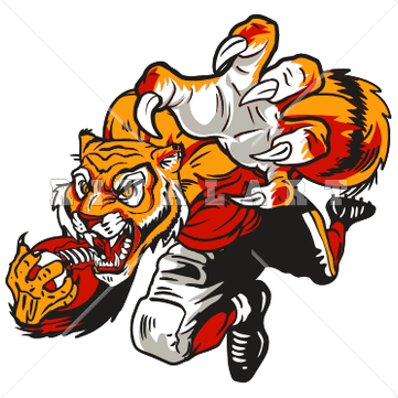 0248 Tiger Mascot On Football Applique Embroidery Design Tiger Mascot    