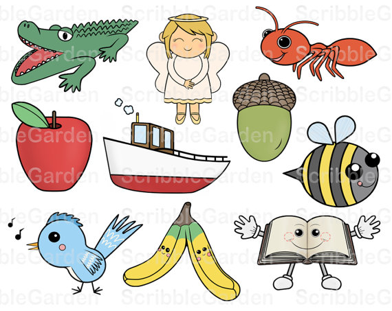 And B Beginning Sounds Clipart By Scribblegarden On Etsy