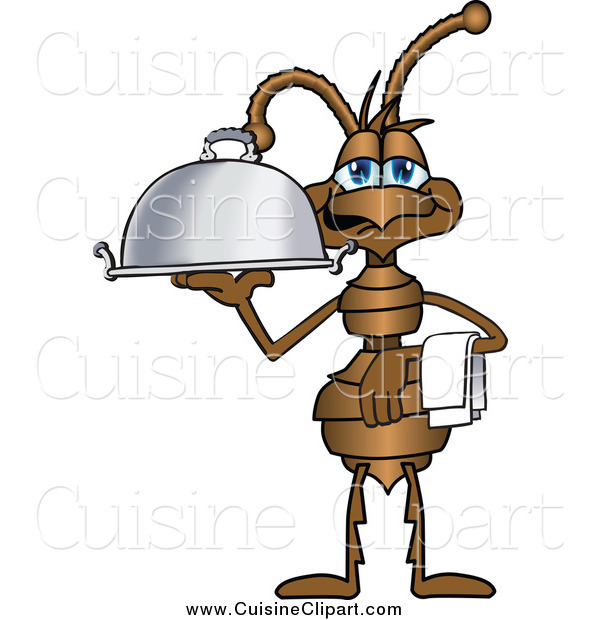 Ant Waiter Serving A Food Platter Cuisine Clip Art Toons4biz