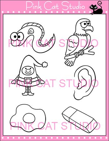 Beginning Sounds E Clip Art Value Pack By Pink Cat Studio   Pink Cat