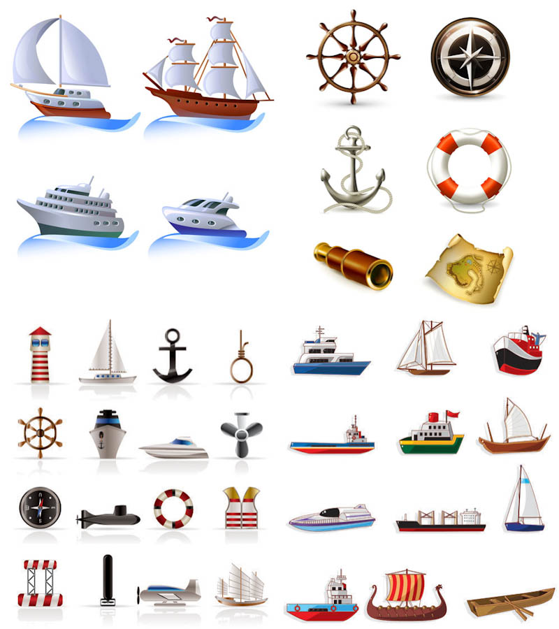 Boats Vector Set 4 Sets With 36 Different Vector Boats And Marine    