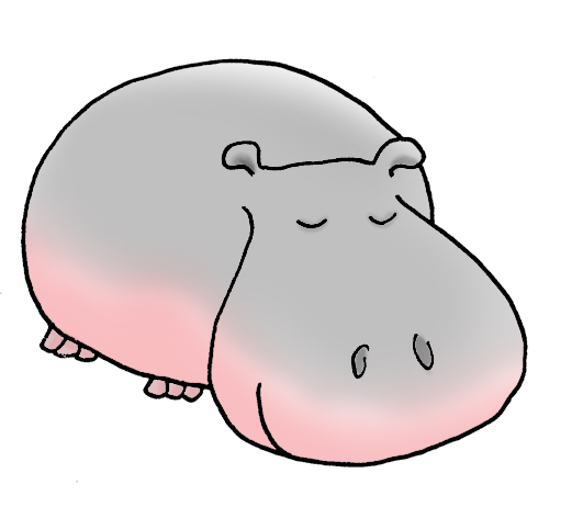 Cartoon Hippo Sweet Simple Hippo Color Jpg